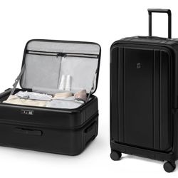 NINETYGO Medium Checked Luggage 24 Inch, Black 