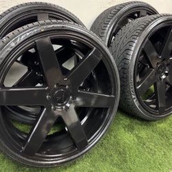 NEW 24 inch gloss black wheels with lexani 275/30R24 tires