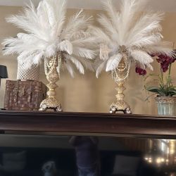 Set of 2 XL Elegant Feather Centerpieces 