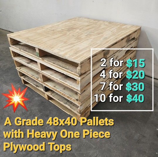 A Grade 48x40 Pallets With Plywood Tops