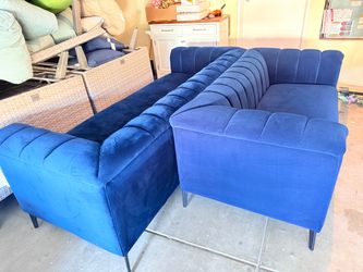 Blue Velvet sofa set