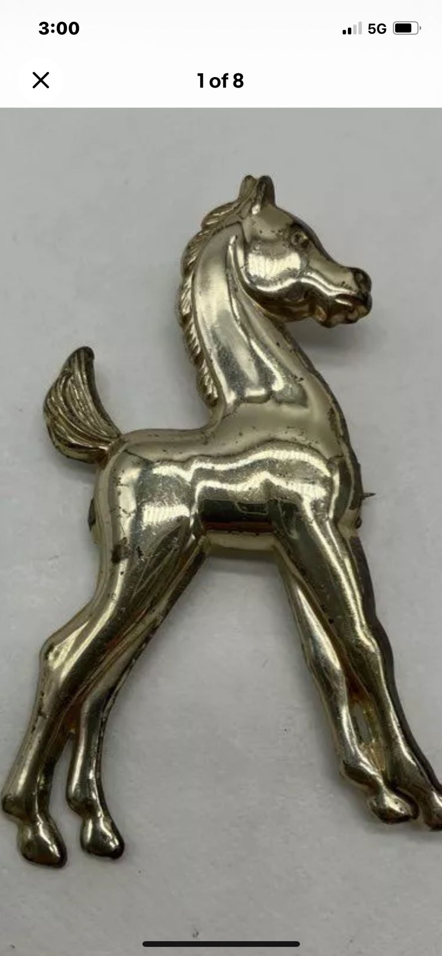 Sterling Silver Horse Pony Foal Filly Pinback Brooch