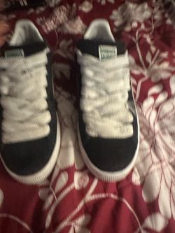 puma suede with white fat laces
