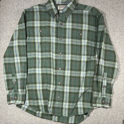 DULUTH TRADING PLAID FLANNEL SHIRT GREEN MENS MENS SIZE L  