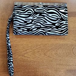 Silver Zebra Striped Wallet Wristlet 