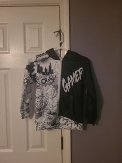 Gamer Comic Print Split Hoodie