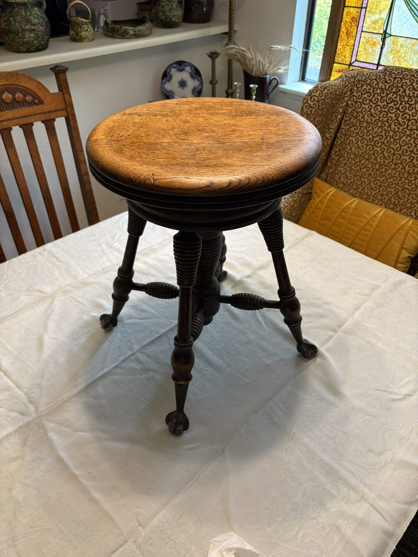 Antique Oak Piano Stool