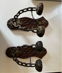 Vintage Spanish hand carved candle wall sconces.