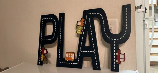 PLAY Kids Wall Letters with Vehicle Decorations