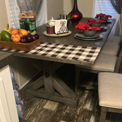 Juego De Comedor 6 Chairs And Long Cabinet 