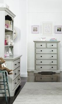 Two Dresser Set, Linen Grey (plus Removable Hutch)