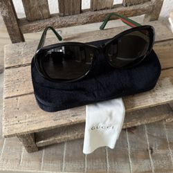 Womens Gucci Striped Arm Rounded Sunglasses