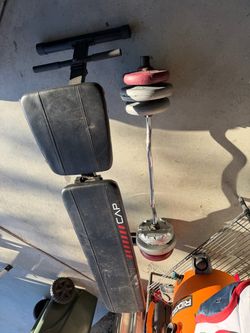 CAP Weight Bench + Curl Bar & Weights