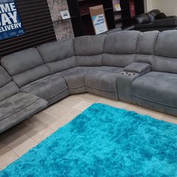 *Summer Sale Event*---Alejandra Mature Gray Fabric Reclining Sectional Sofa---Delivery And Easy Financing Available💪
