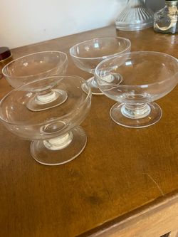 Set of 4 Vintage Glass Pedestal Dessert Dishes – $25
