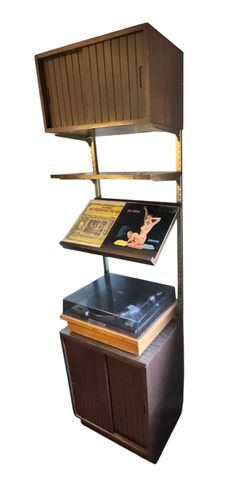 Vintage mid century wall unit entertainment unit turntable