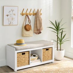 Entryway Storage Organizer Shoe Bench With Cushion - NEW