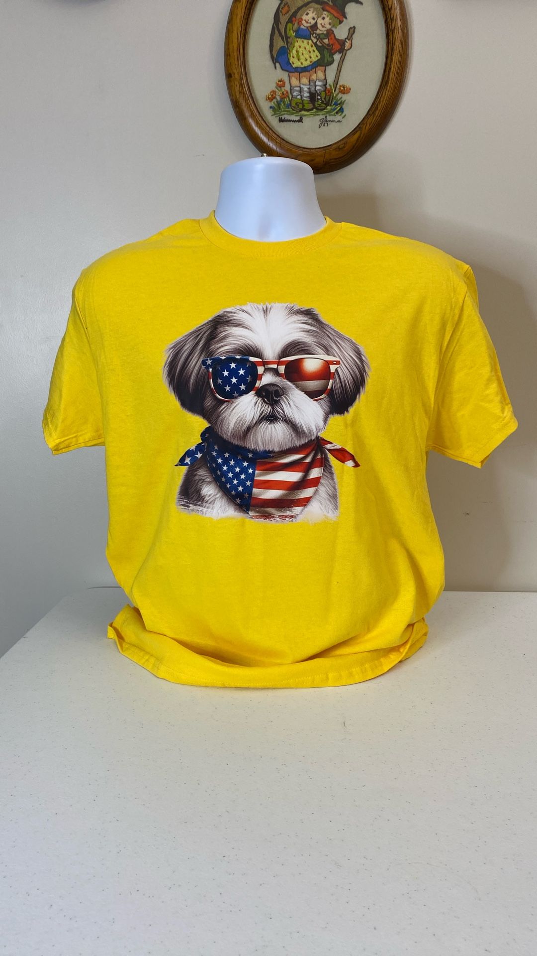 Dog, American Flag Design, New, Gildan 50–50, (item 358)