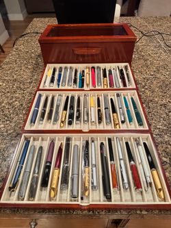 Wooden Writing Instrument Holder With Three Drawers