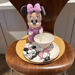 Minnie Mouse Plush - Dinner Plate And Bowl
