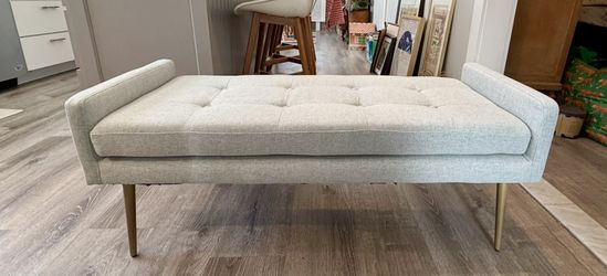 Grey Fabric Upholstered Bench