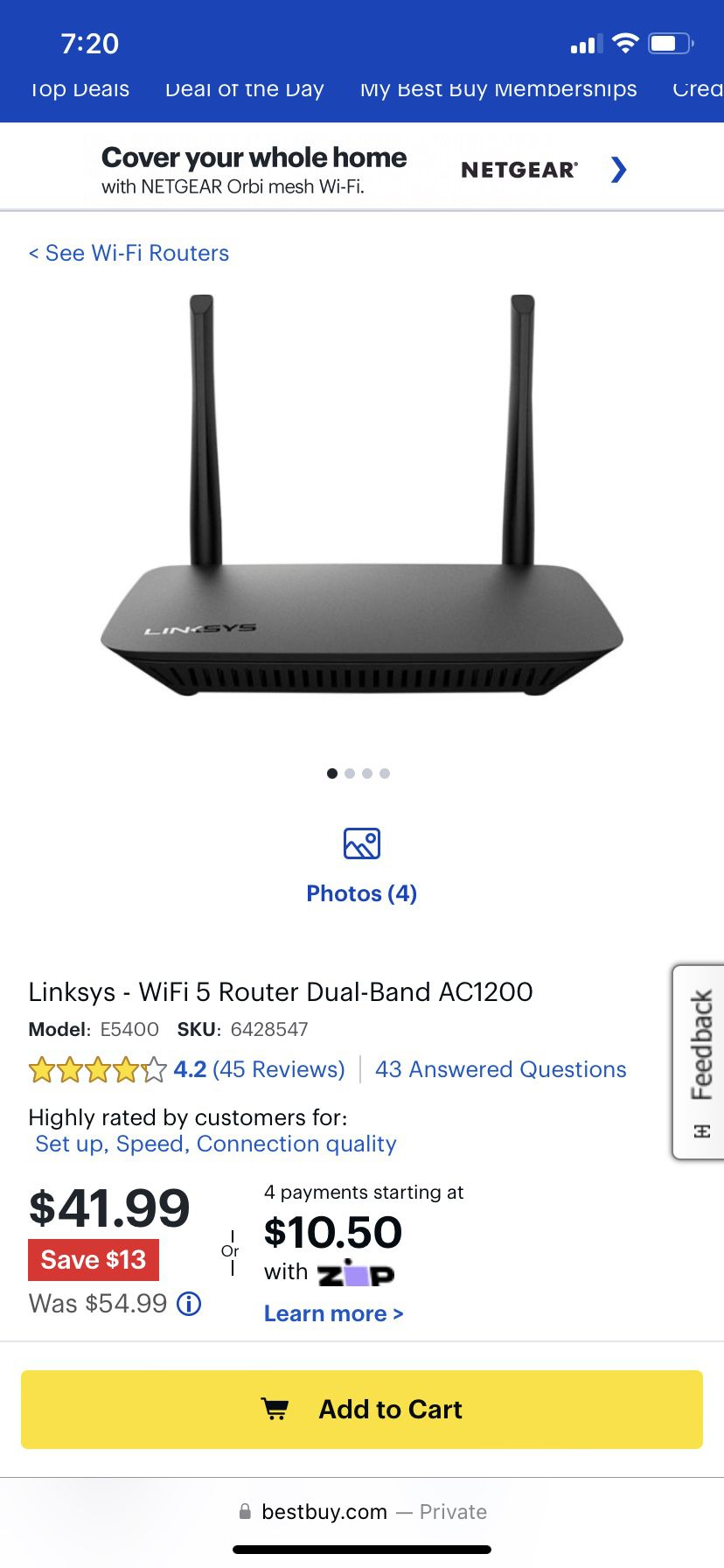 High Speed WI-FI router, Linksys - WiFi 5 Router Dual-Band AC1200