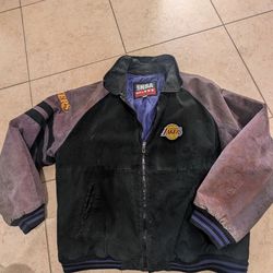 Vintage 90s LA Lakers G-III Carl Banks Suede/Leather Bomber Jacket