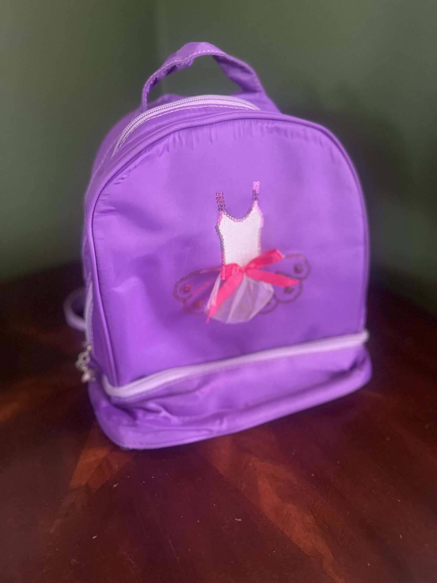 Purple Backpack Dance Bag with Ballerina Charms
