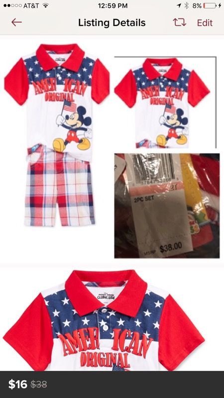 Mickey Mouse shorts and shirt