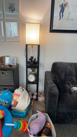 Lamp with shelves and iPhone charger