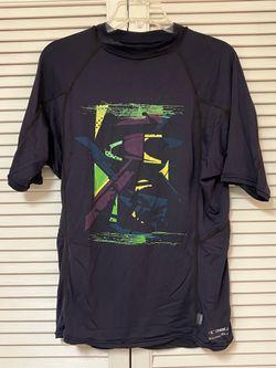 O’Neill Skins Men’s Black Long Sleeve Rash Guard 50+ UV Block - Large - VGUC