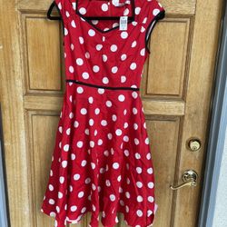 Disney Parks Minnie Mouse Red White Polka Dot Dress - Size S
