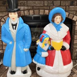 Christmas Set Pair Of Dickens, Carolers Lighted Blow Mold with Light Cords, Brand Empire, Indoor & Outdoor, Retired Hard to Find, Excellent Condition!