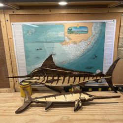 Wooden Swordfish Wall Decor