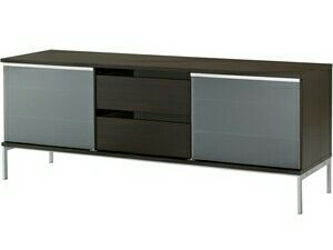 Ikea Tobo TV stand, black-brown, glass doors