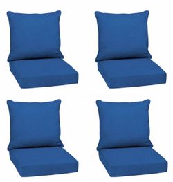 ARDEN Outdoor Deep Seat Cushion Set (4-Pack), 24 in x 24 in, Weather-Proof, Rain-Proof, Fade Resistant Patio Cushion for Chair, Sofa, and Couch Cobalt