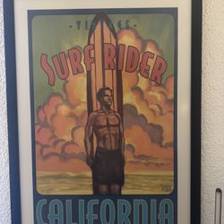 Vintage “Surf Rider” California Framed Art Print
