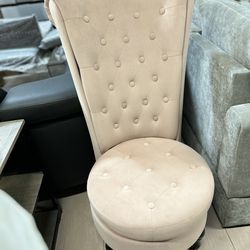 20" Wide Velvet High Back Vanity Chair light pink