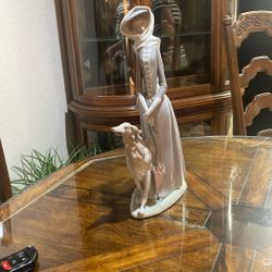 Lladro Lady with Greyhound Retired in 1981 Mint Condition