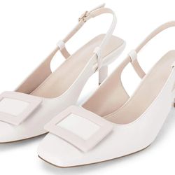Coutgo Women's Slingback Kitten Heels – Closed Square Toe Dress Pumps Size 9 | Buy Here Or From Ebay