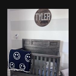 Gray Wood Crib