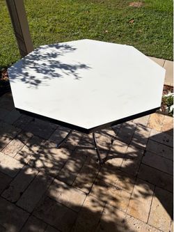 Retro 1988 White & Chrome Octagonal Dining Table