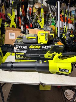 RYOBI 40V HP Brushless Whisper Series 180 MPH 800 CFM Cordless Battery Leaf Blower with 8.0 Ah Battery and Charger NEW 220