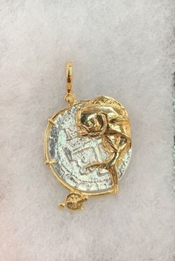 Atocha silver coin pendant in 14k solid gold bezel