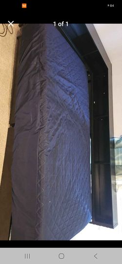 Black Bed Frame with Headboard Storage and drawers