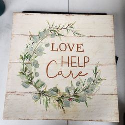 Sweet Home Greeting Eucalyptus Wreath wall art plaque.