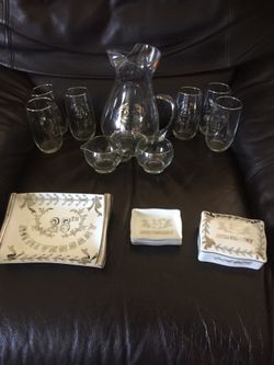 25th Wedding Anniversary Pitcher and glassware Set/trinket box and all shown.