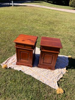 Two wood match nightstands