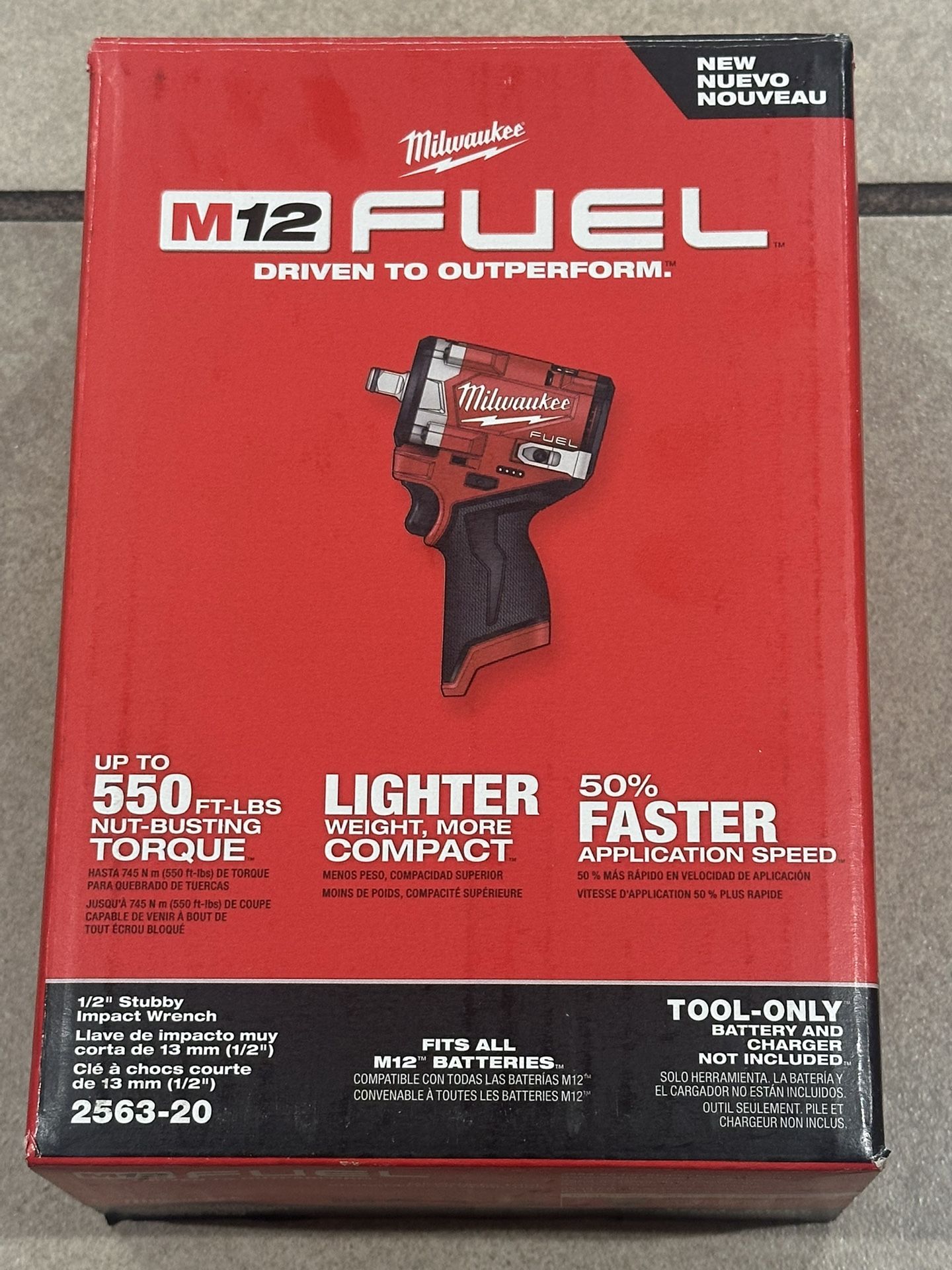 New M12 Milwaukee Fuel 1/2 Stubby Impact Tool Only