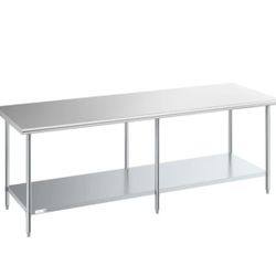 Regency 30" x 96" 18-Gauge 304 Stainless Steel Commercial Work Table with Galvanized Legs and Undershelf